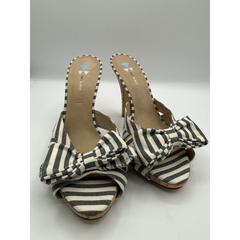 Dani Black Striped Bow High Heel Sandals